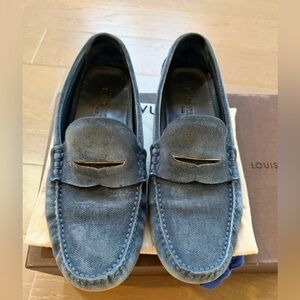 Louis Vuitton Men's Blue Suede Loafers.